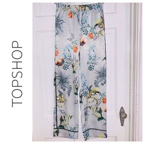 Topshop Floral Pajama Silk Pants.  Size Small